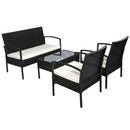 Set Salotto da Giardino in Rattan Sintetico Tavolino 2 Poltrone e Divano con Cuscini Nero 