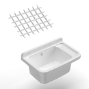 Lavatoio 50 cm Pilozzo a Parete con Griglia in Resina Bianco    