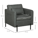 Poltroncina Moderna 73x73x80 cm in Tessuto Effetto Lino Grigio