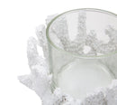 Portacandele Corallo Ø12,5x9 cm in Resina e Vetro Bianco