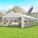 Tendone da Giardino Gazebo per Feste 992x497x290 cm con 10 Pareti Laterali Rimovibili in PE e Metallo Galvanizzato Bianco      