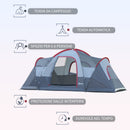 Tenda da Campeggio per 6 Persone 4,55x2,3x1,8m con Pali in Fibra di Vetro Grigia