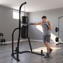 Supporto Sacco da Boxe Autoportante 123x141x220 cm con Sacco da 20 kg in Acciaio Nero      