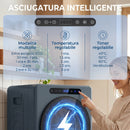 Mini Asciugatrice Elettrica 1000 W 3 kg 49x43x61 cm con Anti Pieghe Sterilizzazione e Display LED Blu      