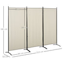 Paravento Separé da Interno a 3 Pannelli Pieghevole 253x50x182 cm in Metallo e Poliestere Beige
