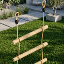 Scaletta per Bambini 3-8 Anni a 5 Pioli con Fibbie e Cinghie in Legno e PE Color Legno      