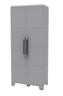 Armadio Portascope Modulare da Esterno 78x43,6x184,4 cm 2 Ante 3 Ripiani in Polipropilene Transforming Grigio e Nero Seconda Scelta