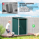 Casetta Box da Giardino Porta Attrezzi 100x104x160 cm con Porta a Battente in Acciaio Galvanizzato Verde      