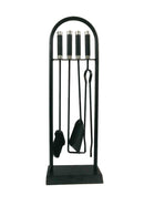 Set Camino 4 Pezzi 60x22x16 cm Scopino Paletta Attizzatoio e Pinza con Supporto London Nero/noce