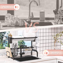 Scolapiatti da Lavello Modulabile a 2 Livelli con Piedini Antiscivolo 65x31,5x52,5 cm in Acciaio Nero      