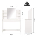 Consolle Trucco con Specchio 108x40x142 cm in Legno  Bianca