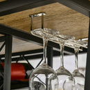Tavolo Bar con Portabottiglie 120x60x91 cm in Truciolato e Acciaio Nero