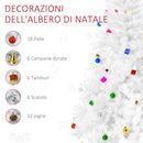 Albero di Natale Artificiale 180 cm 930 Rami Addobbato Bianco 