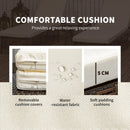 Set 2 Lettini Prendisole con Cuscini Imbottiti e Tavolino in Rattan PE   Marrone e Beige