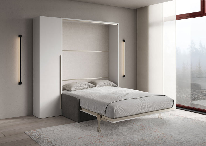 Letto Matrimoniale A Scomparsa 160 Versia Con Divano E Armadio 1 Anta Sx Bianco      