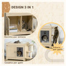 Mobile Lettiera Casetta Cuccia per Gatti con Albero Tiragraffi 107x54x70 cm Rovere 