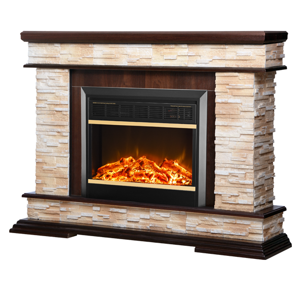 Camino Elettrico da Pavimento 88x118x30,5 cm Effetto Fiamma 1500W Stone & Mars Noce sconto