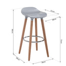 Sgabello da Bar con Poggiapiedi Argento e Legno 38x38x80 cm 