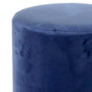 Pouf Poggiapiedi 31x31x38 cm in Metallo MDF e Tessuto Velluto Blu 