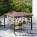 Telo di Ricambio Copertura per Gazebo 3x3 m a 2 Livelli con 8 Fori di Drenaggio in Poliestere Cachi e Marrone      