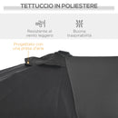 Ombrellone Doppio 150x295x170-214 cm Inclinabile e Regolabile in Poliestere e Metallo Grigio  
