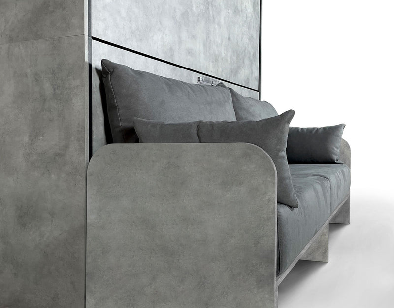 Letti Singoli a Scomparsa Salvaspazio con Sofà Kando H190,8 Cemento Grigio con Materassi