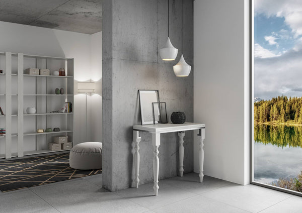 Consolle Allungabile 90x45-90x80 cm in Nobilitato Bianco sconto