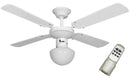 Ventilatore da Soffitto 4 Pale e Lampada Ø105 cm 3 Velocità Bauer 2000 Bianco