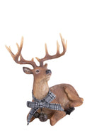 Statuina Renna Natalizia Seduta con Fiocco 34 cm in Resina