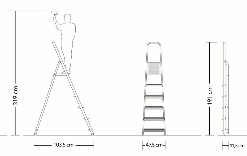 Scaletto Scala Richiudibile 6 Gradini Portata Max 125 Kg in Alluminio