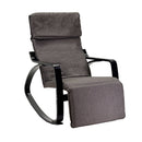 Sedia a Dondolo Imbottita in Legno 67x130x95cm Relax Grigio