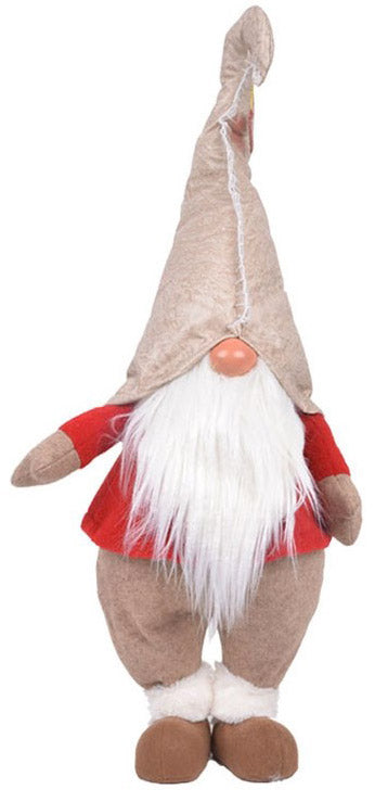 Gnomo di Babbo Natale H65 cm in Tessuto Rosso e Rosa Antico