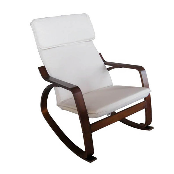 online Sedia a Dondolo in Tessuto e Legno con Cuscino 67x95xH90cm Naturale