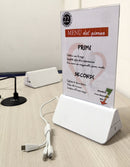 Porta Menu da Tavolo con Presa USB Ricarica Smartphone Rombo Bianco