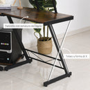 Scrivania Angolare da Ufficio 155x115x91.5 cm in Metallo e Truciolare Nero