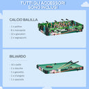 Tavolo da Gioco 6 in 1 Multigioco 118x104x71 cm con Calcio Balilla Biliardo Air Hockey Ping Pong Anelli e Hockey su Prato      