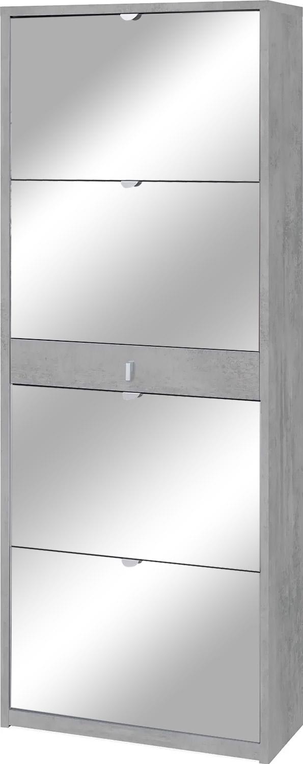 Scarpiera 4 Ante con Specchio 1 Cassetto 63x164x29 cm Cemento prezzo