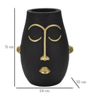 Vaso Tribal 24x31x22 cm in Poliresina Nero/Oro