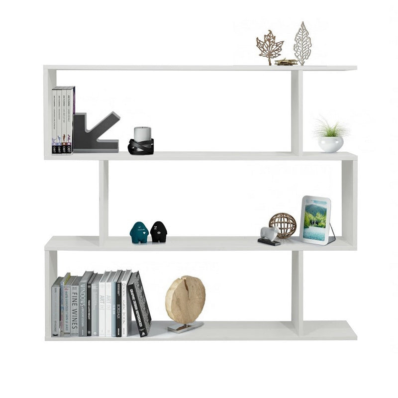Libreria Moderna 3 Ripiani  110x97x25 cm in Legno Melaminico Bianco Opaco