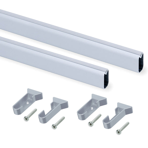 online Set 2 Bastoni Appendiabiti per Armadi Ovali con Gomma 95 cm in Alluminio Emuca Anodizzato opaco