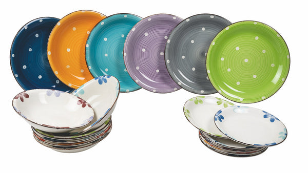 prezzo Servizio Piatti 18 Pezzi in Hard Dolomite Villa d'Este Home Tivoli Margarita Multicolor