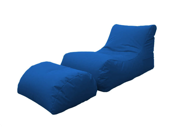 online Poltrona Pouf Chaise Longue con Poggiapiedi in Poliestere Blu Avalli