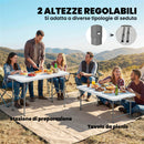 Tavolo da Campeggio Pieghevole 120x60x74 cm a 2 Altezze con Maniglia in HDPE Bianco      