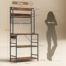 Scaffale da Cucina 80x40x170 cm con Stazione di Ricarica 5 Ripiani e 10 Ganci a S in Legno e Acciaio Marrone      