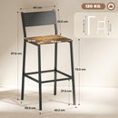 Set 2 Sgabelli da Bar in Stile Industriale con Schienale e Poggiapiedi 43,2x50,5x97,8 cm in Metallo e MDF Marrone Rustico      