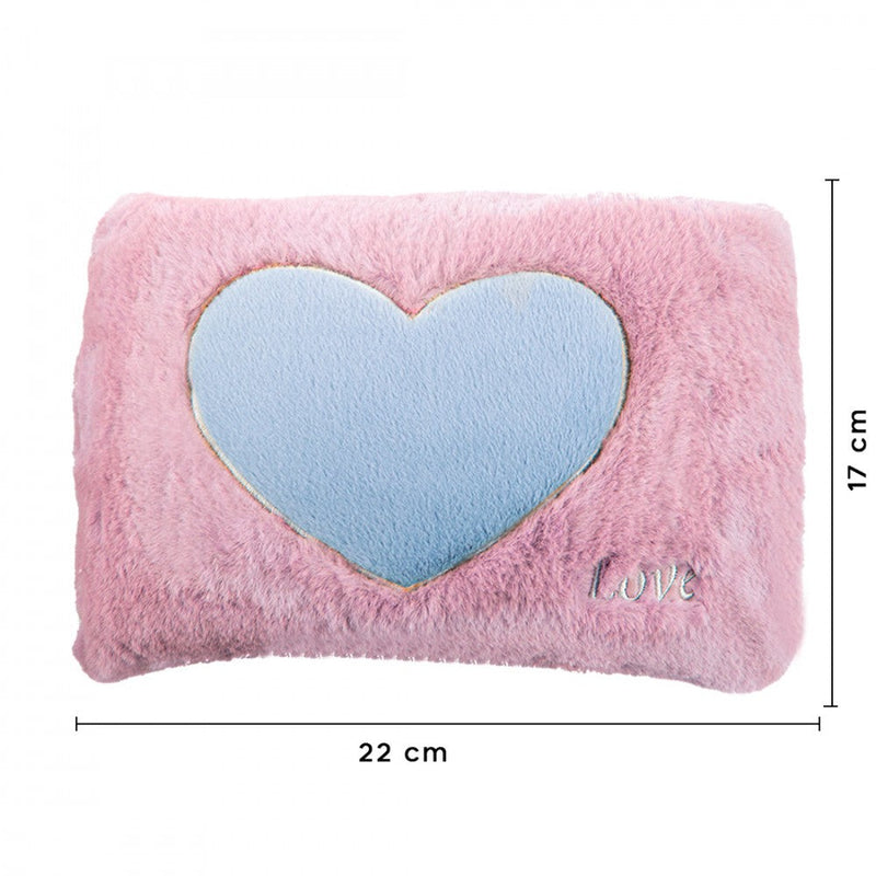 Borsa Acqua Calda Elettrica Ricaricabile Scaldamani Cuore a Peluche Rosa