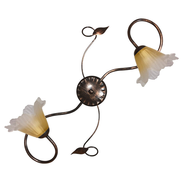 Plafoniera 2xE14 Montatura Marrone Rame Vetro Satinato Sfumato Ambra E-Energy Melania prezzo