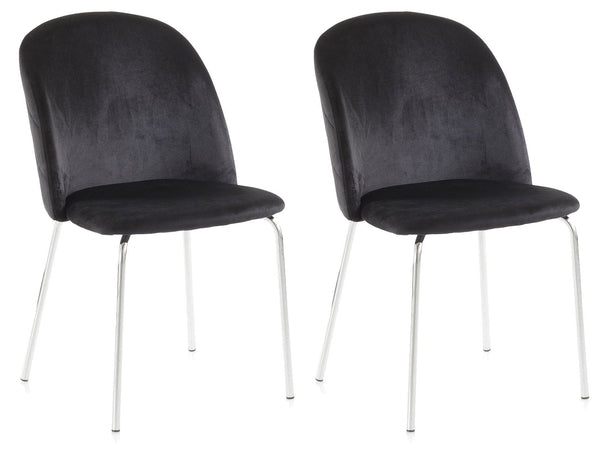 prezzo Set 2 Sedie 45x47x85 cm in Velluto Nero