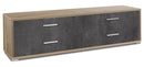 Mobile Basso 4 Cassetti 179x50x47 cm Noce Stelvio/Ossido Nero