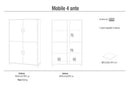 Mobile Multiuso 4 Ante 107x162x41 cm Ossido Nero/Cemento